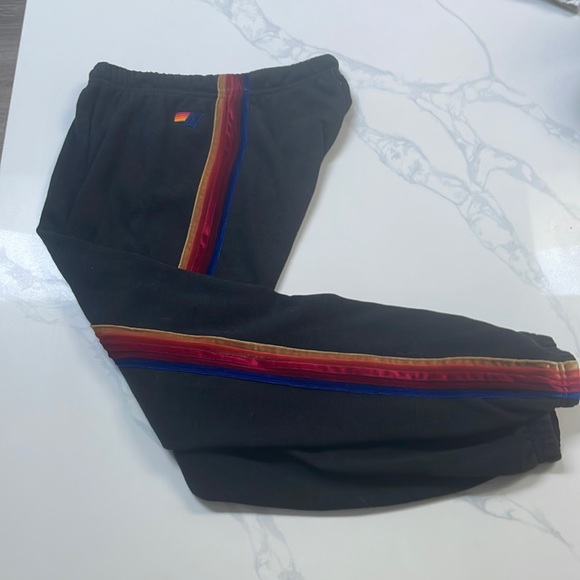 Aviator Nation Pants - Aviator Nation Classic Velvet Striped Sweatpants - Black
